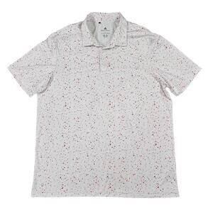 Adidas Primeblue Golf Polo XL White Burgundy Red Flag Print Parley Globe